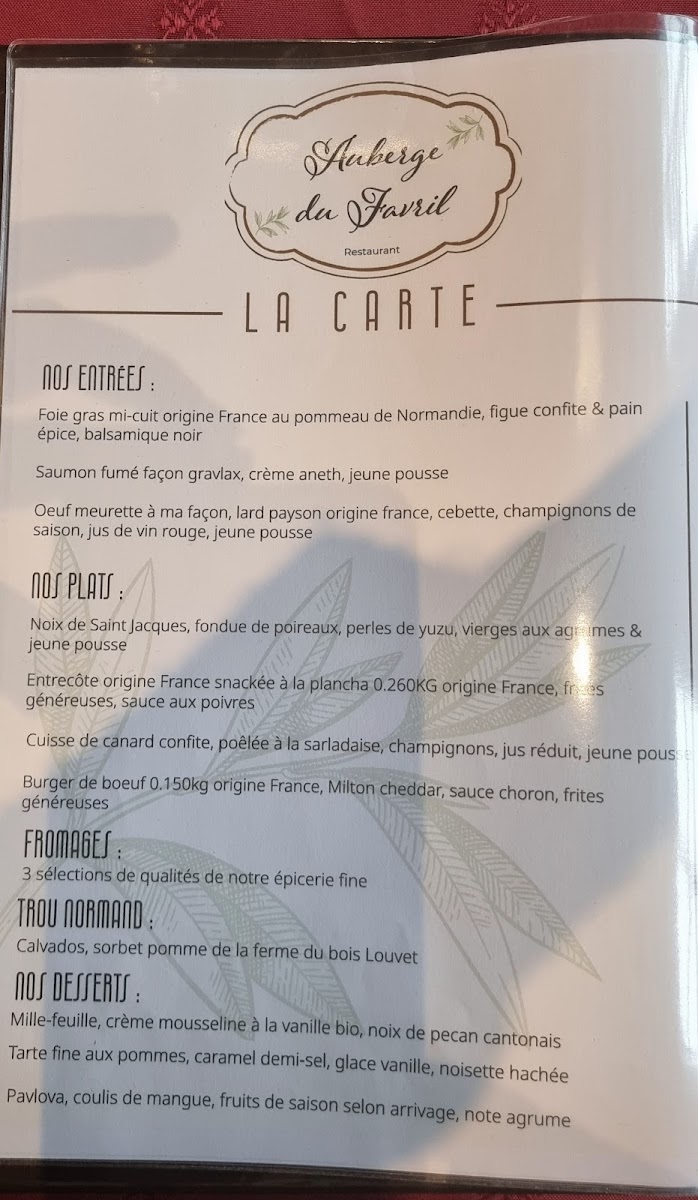 Menu Auberge Du Favril-4