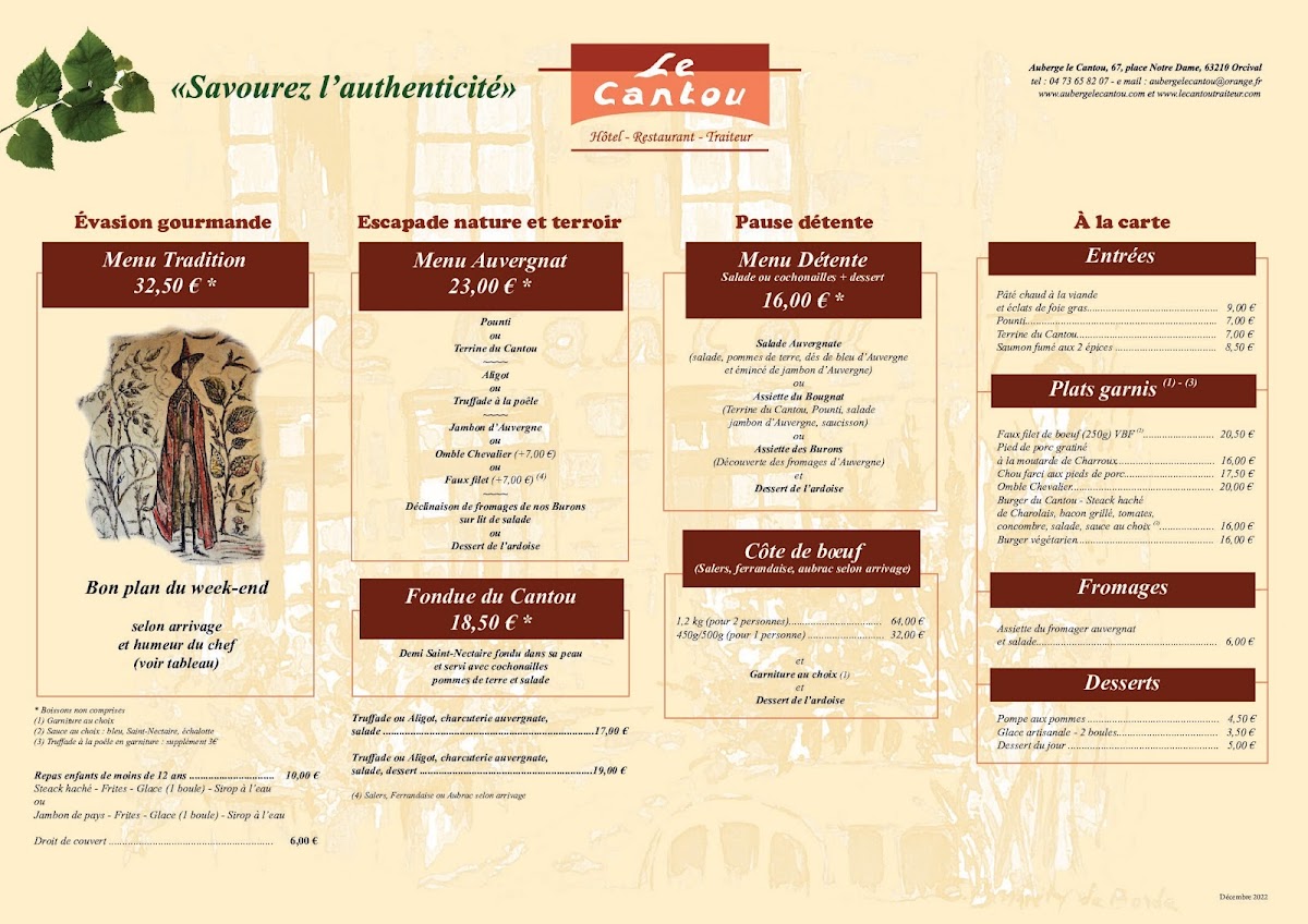 Menu Auberge Le Cantou-1