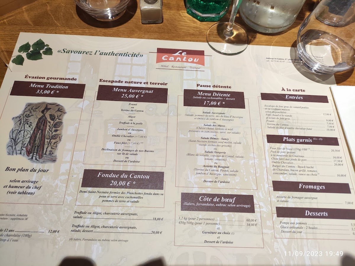 Menu Auberge Le Cantou-9