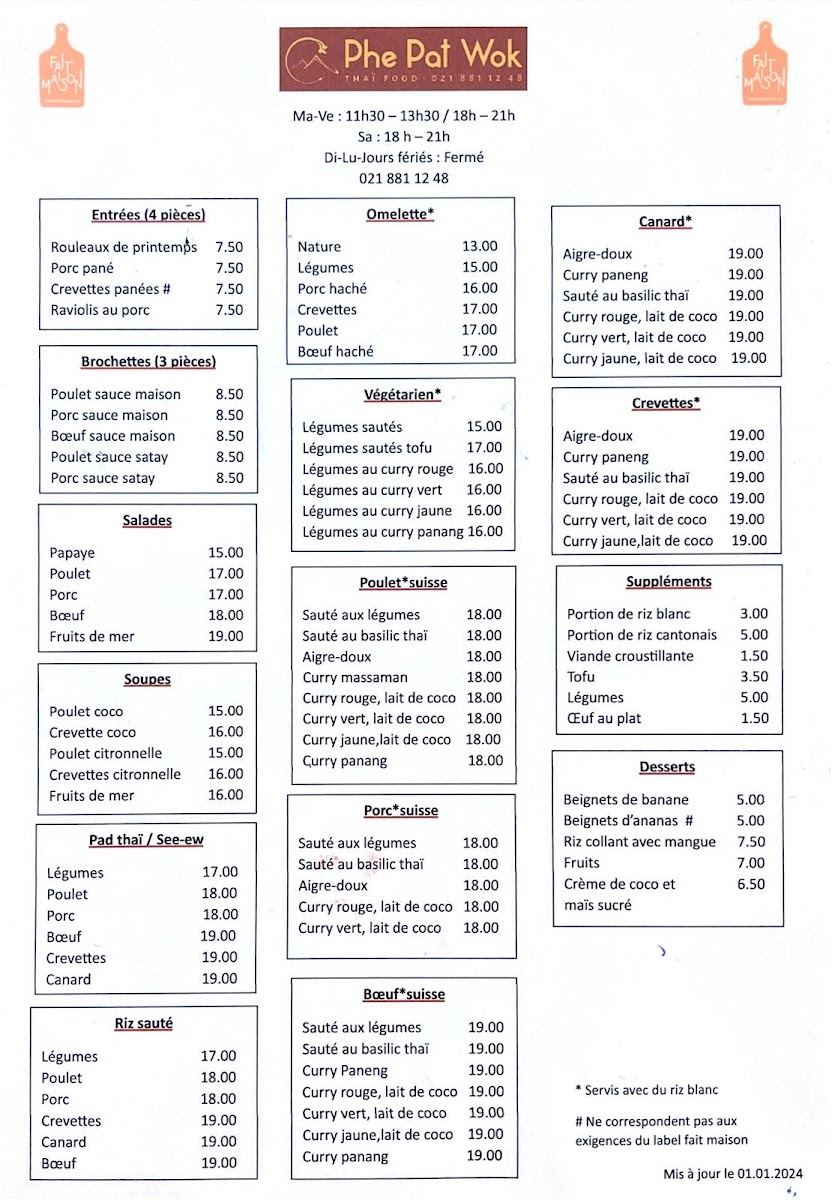 Menu Auberge Le Talent Phe Pat Wok-6