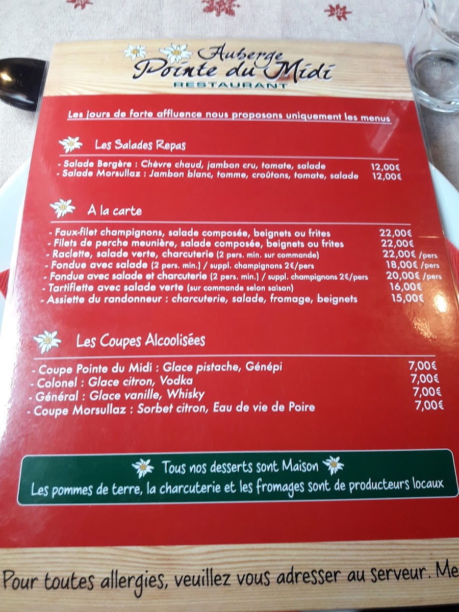 Menu Auberge Pointe Du Midi-3