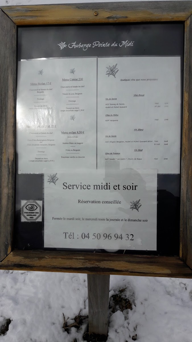 Menu Auberge Pointe Du Midi-5