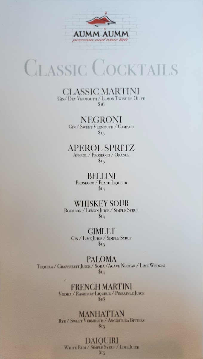 Menu Aumm Aumm Pizzeria And Wine Bar At The Brownstone-5