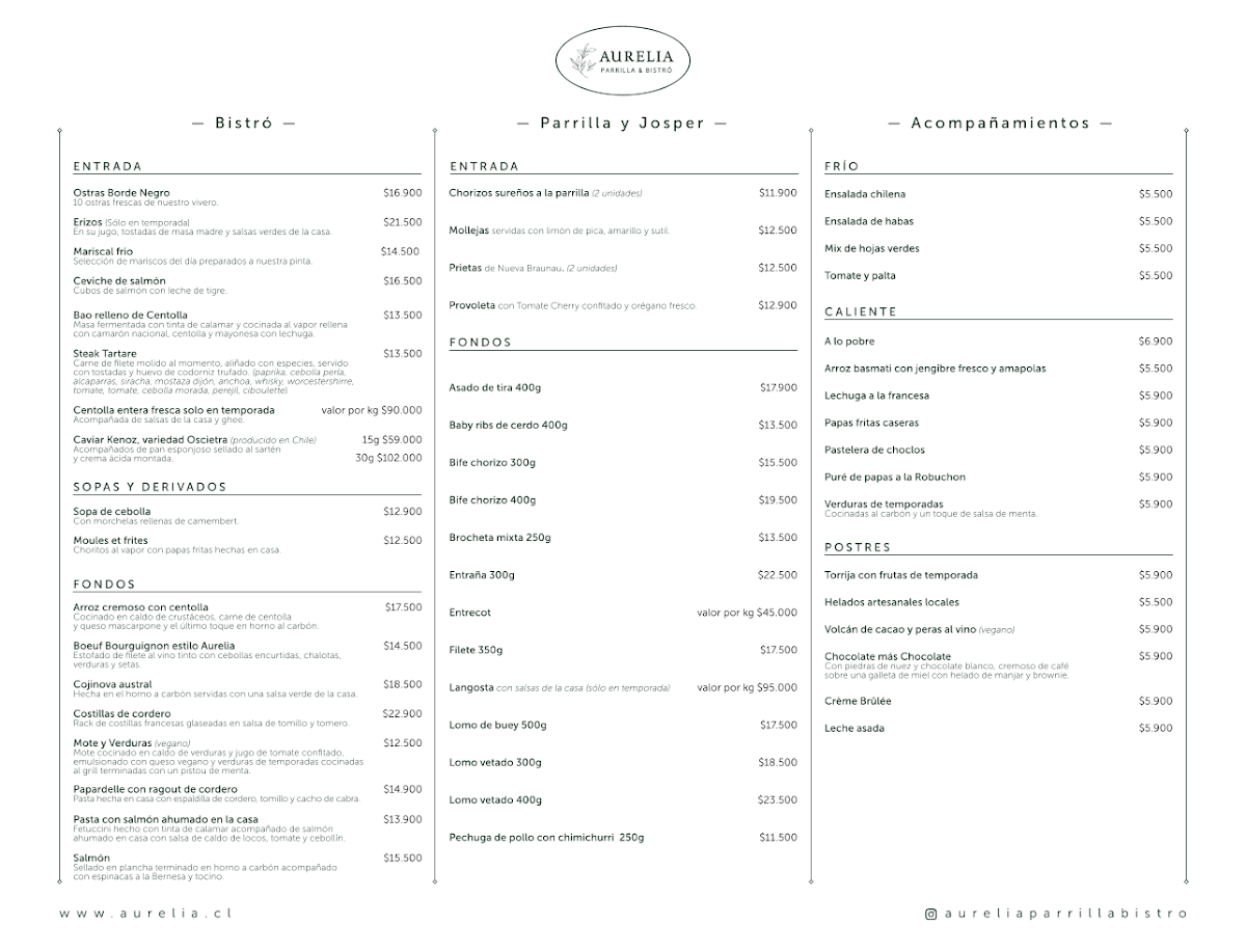 Menu Aurelia Parrilla&bistró Sureño-1