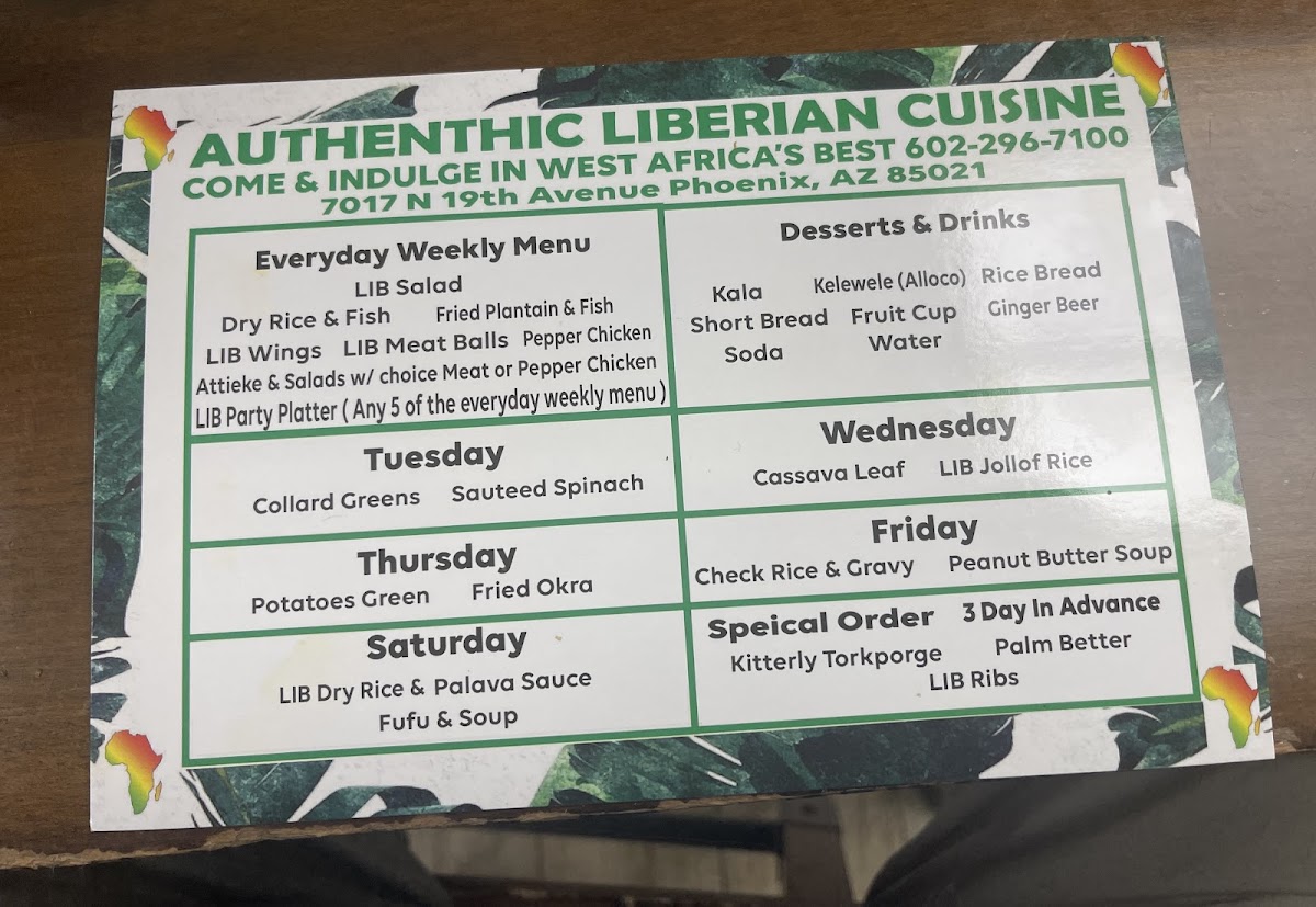 Menu Authentic Liberian Cuisine-1