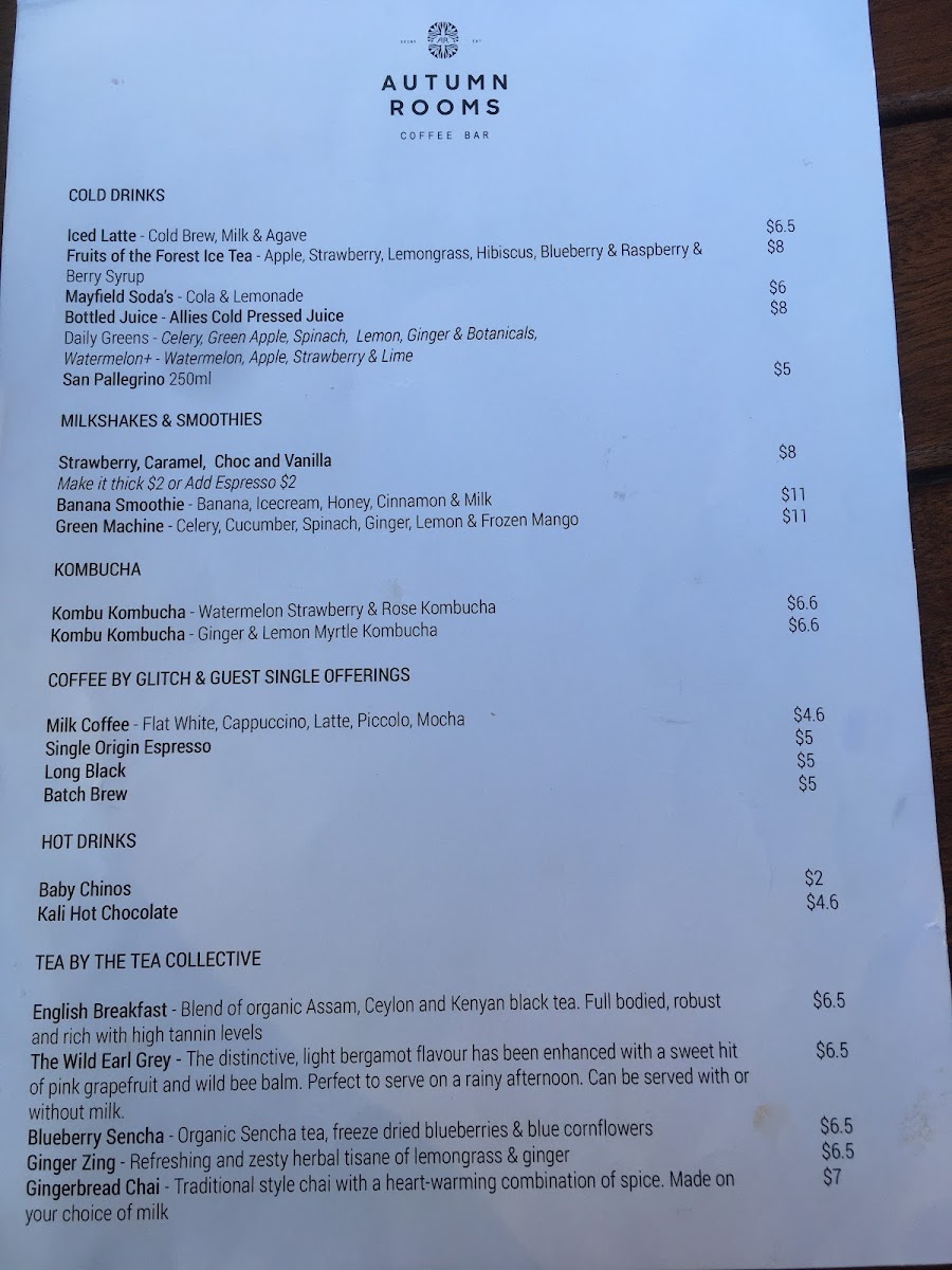 Menu Autumn Rooms - Stockton-1