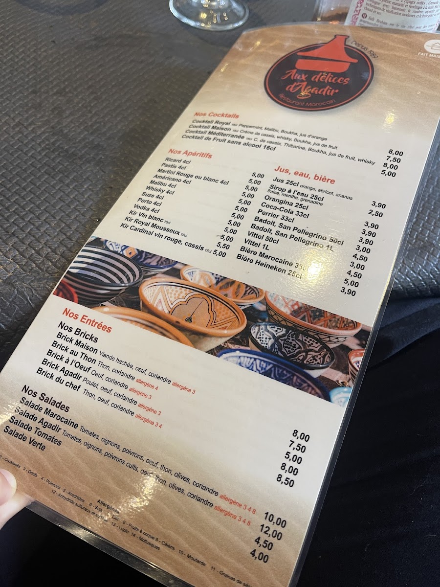 Menu Aux Delices D'agadir Restaurant Marocain A La Roche Sur Yon-2