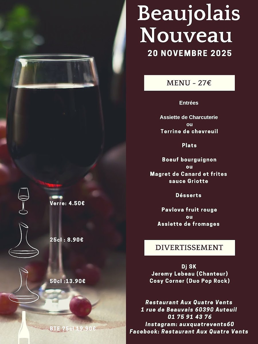 Menu Aux Quatre Vents - Auteuil-1