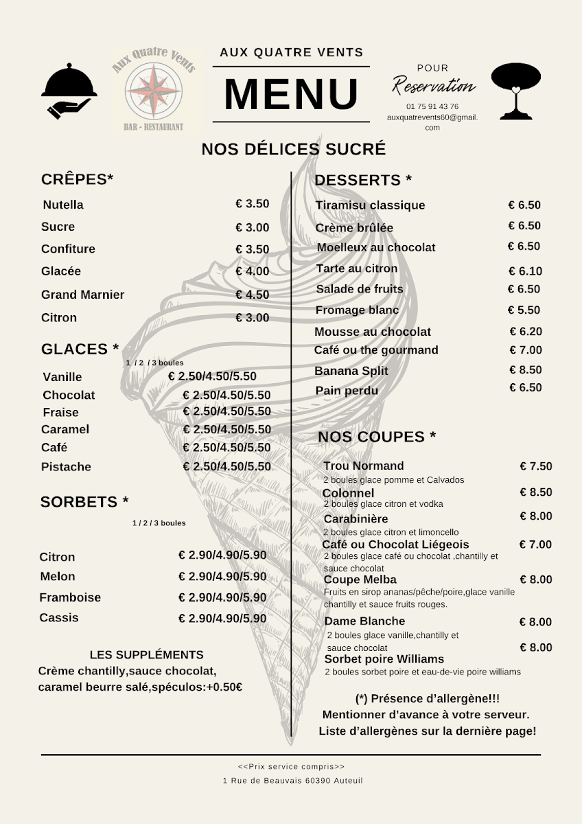 Menu Aux Quatre Vents - Auteuil-4
