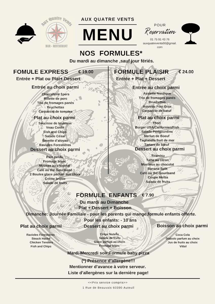 Menu Aux Quatre Vents - Auteuil-5