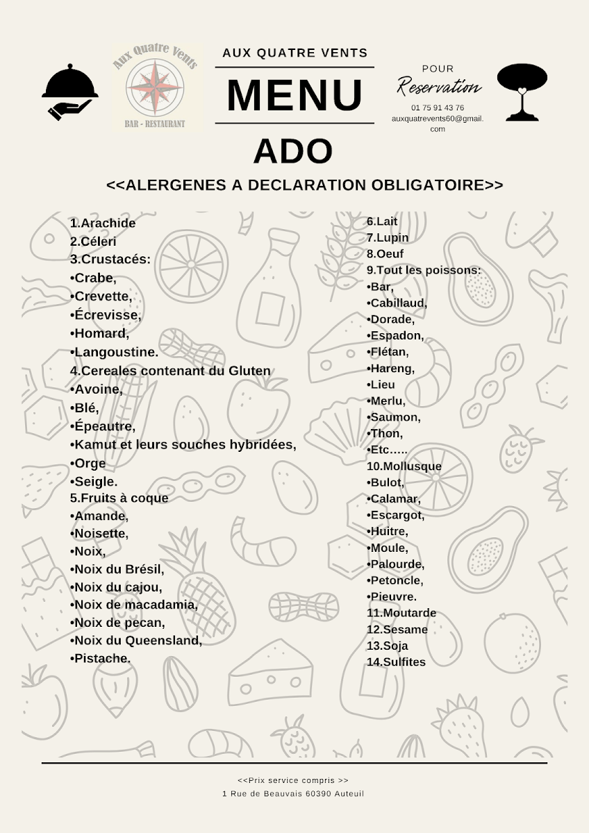 Menu Aux Quatre Vents - Auteuil-7