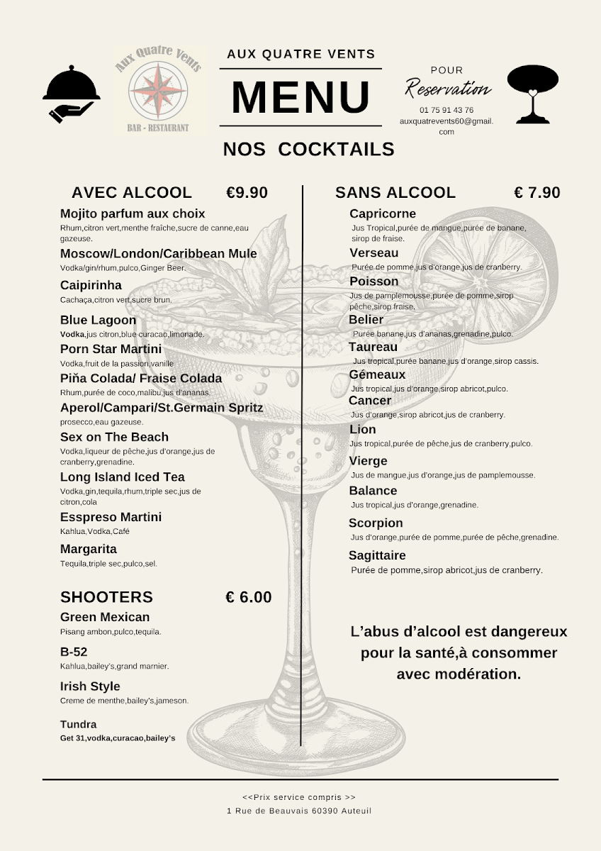 Menu Aux Quatre Vents - Auteuil-8
