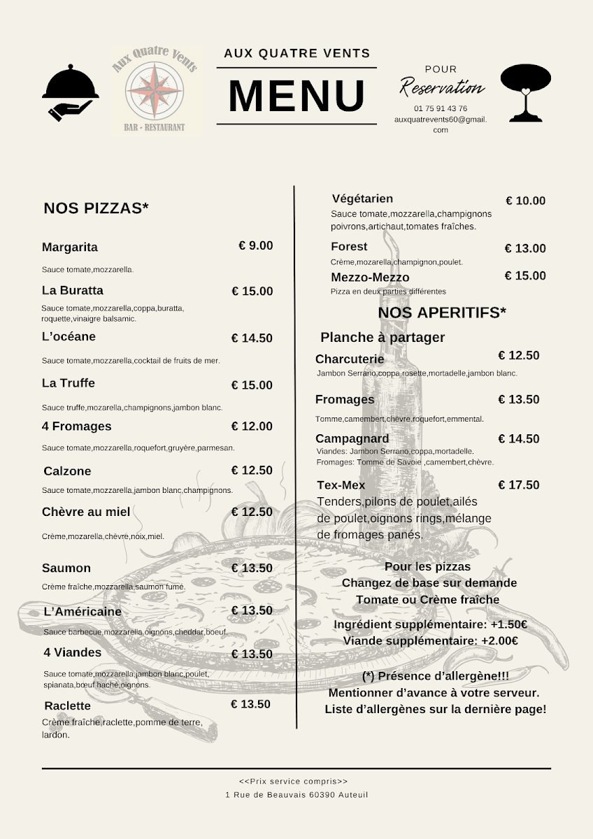 Menu Aux Quatre Vents - Auteuil-9