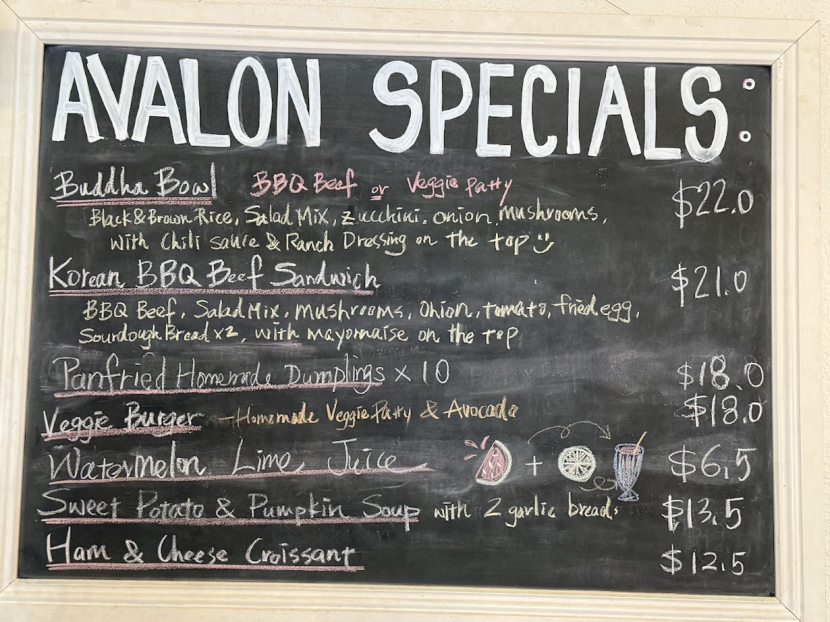 Menu Avalon Of Woodside-1
