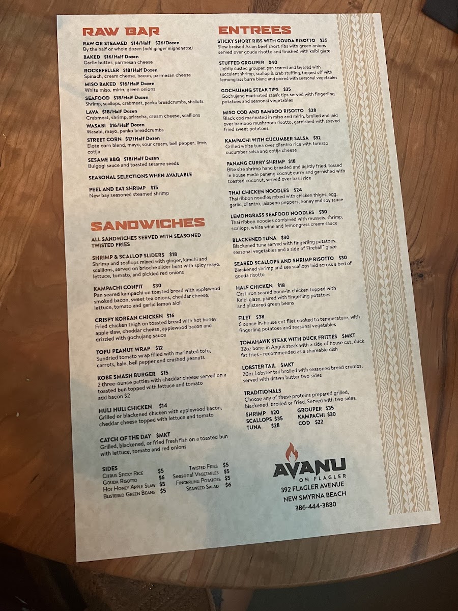 Menu Avanu On Flagler-5