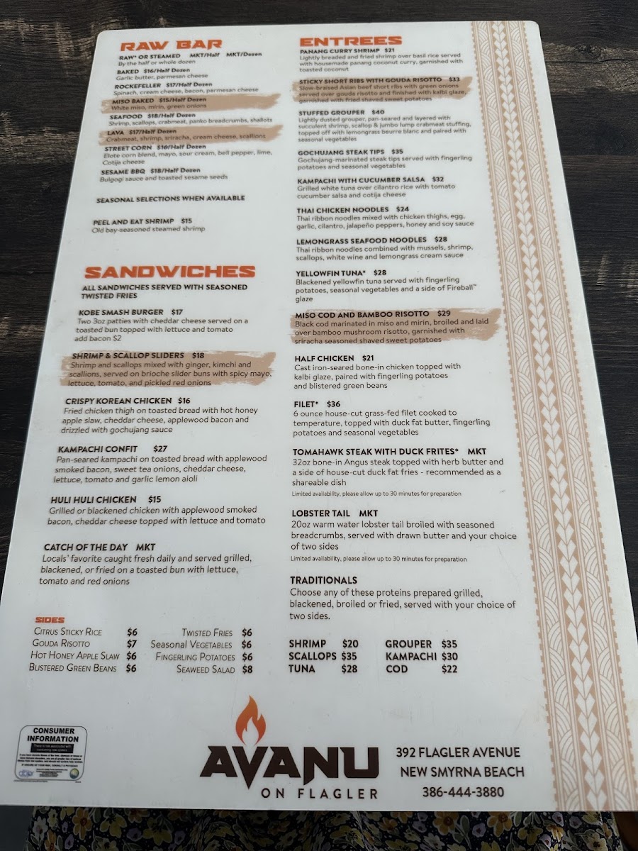 Menu Avanu On Flagler-9