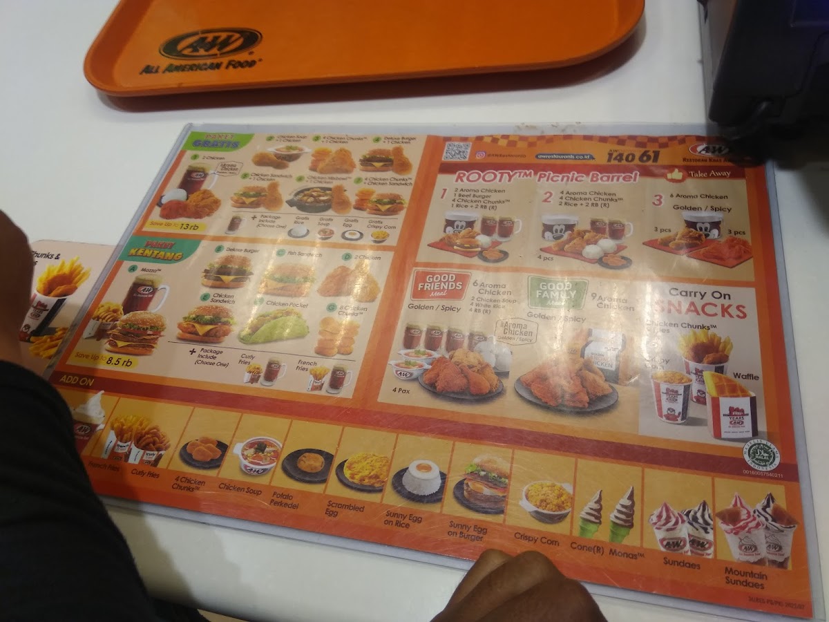 Menu A&w Mall Olympic Garden Gf-1