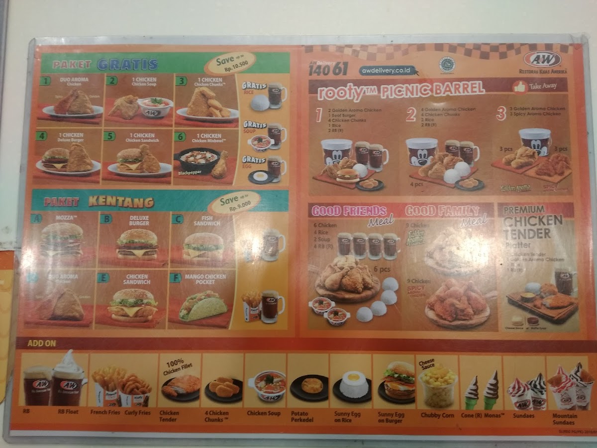 Menu A&w Mall Olympic Garden Gf-2