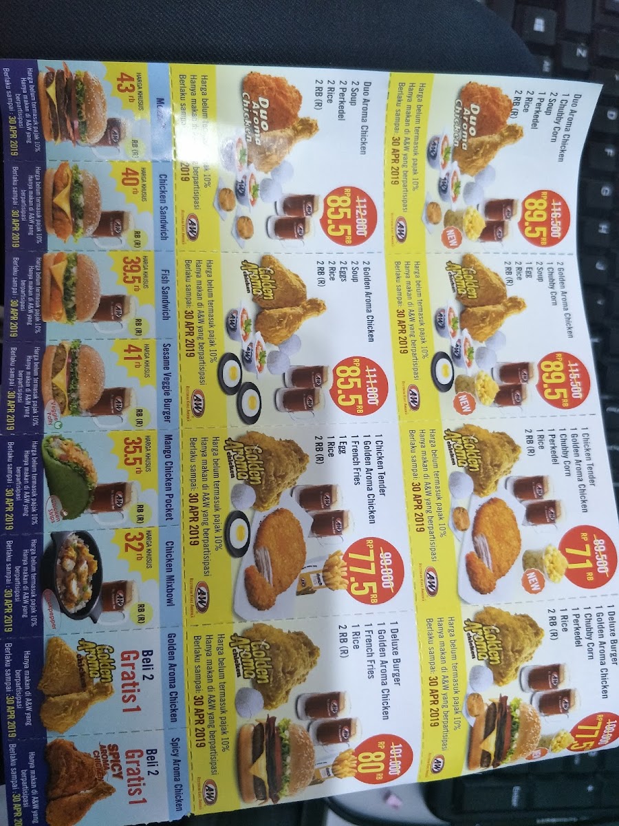 Menu A&w Mall Olympic Garden Gf-3