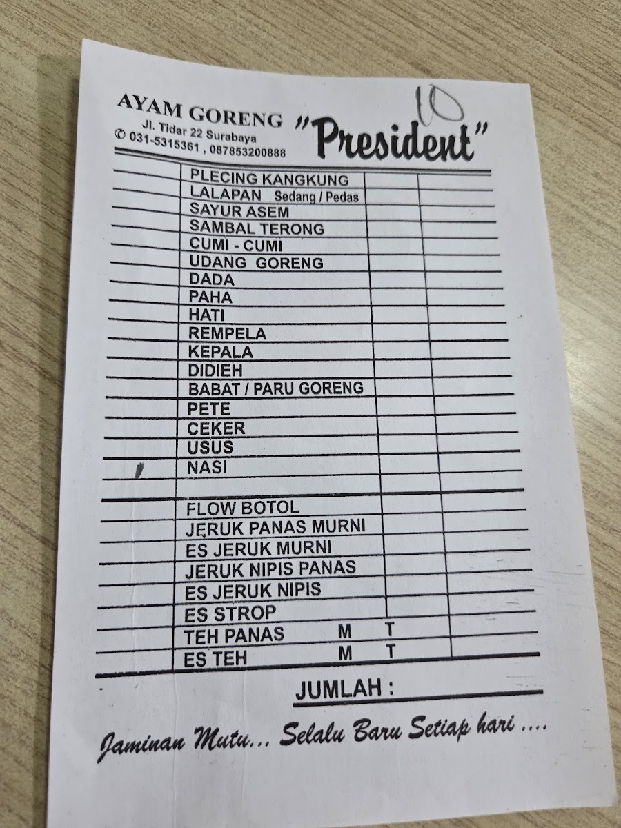 Menu Ayam Goreng President-1