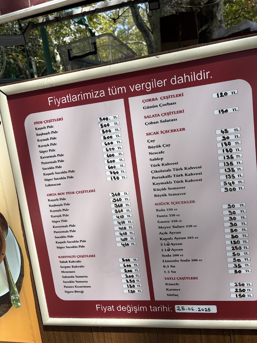 Menu Ayazma Çay Bahçesi-1