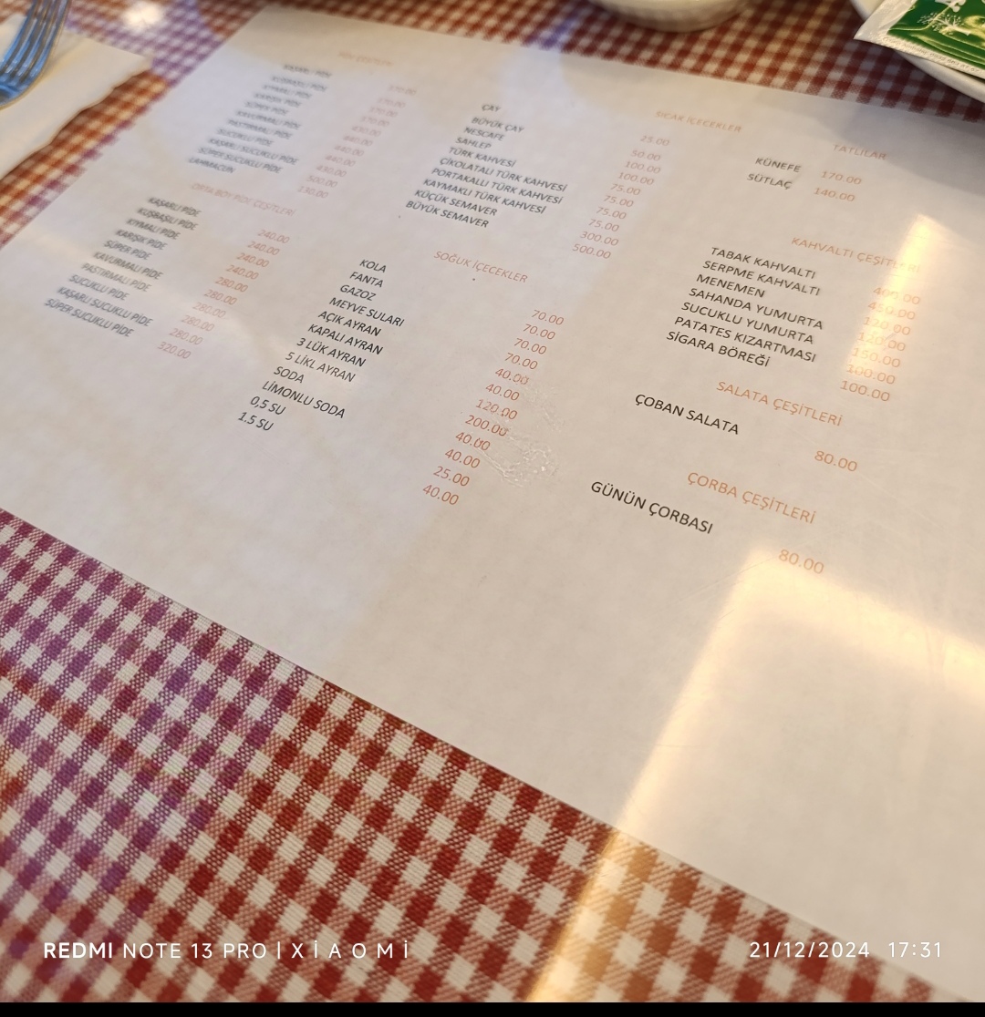 Menu Ayazma Çay Bahçesi-2