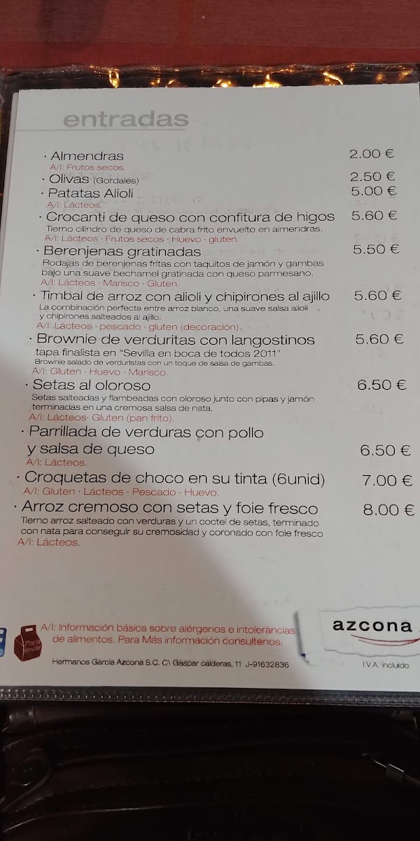 Menu Azcona Bar · Restaurant-9