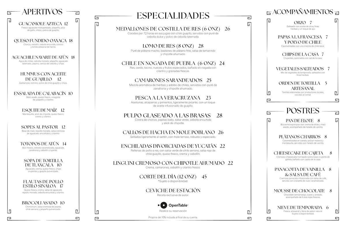 Menu Azteca Mexican Cuisine & Bar-1