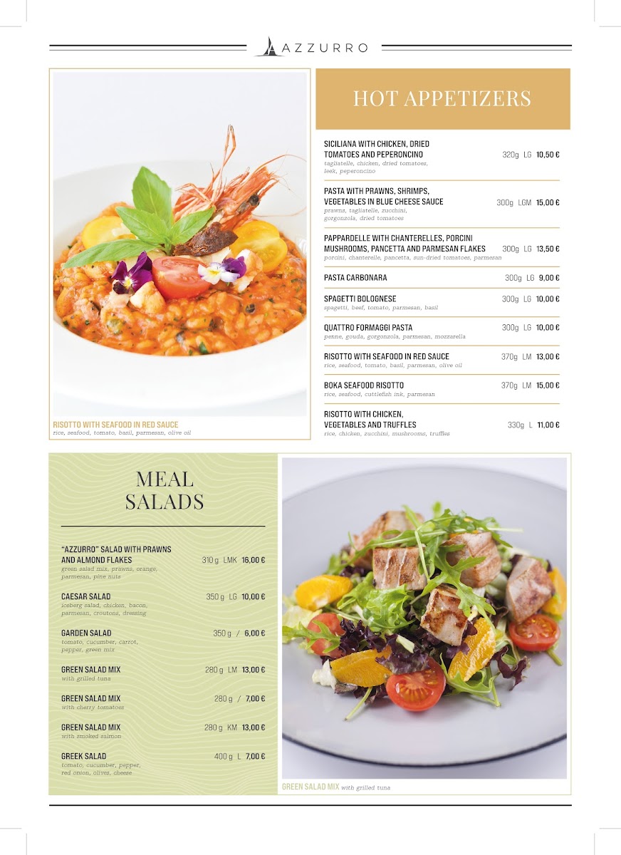 Menu Azzuro Restaurant & Beach Bar-1