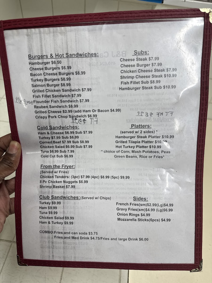 Menu B J Restaurant & Carry Out-1