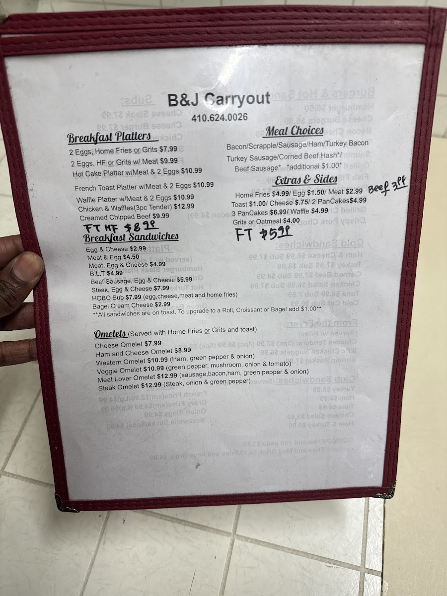 Menu B J Restaurant & Carry Out-2