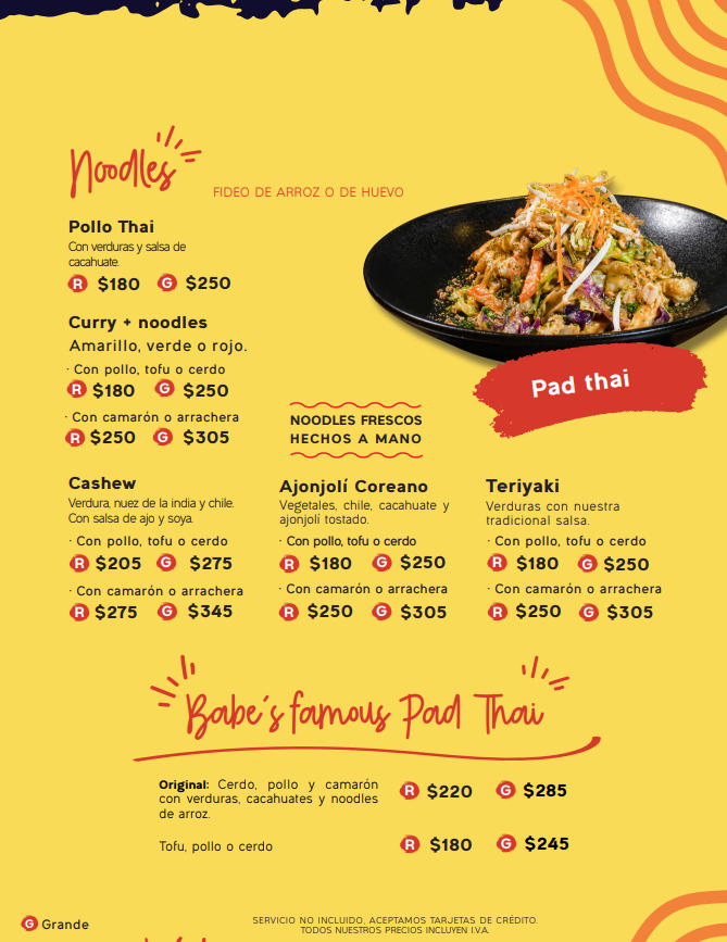 Menu Babe´s Noodles & Bar Mérida-4