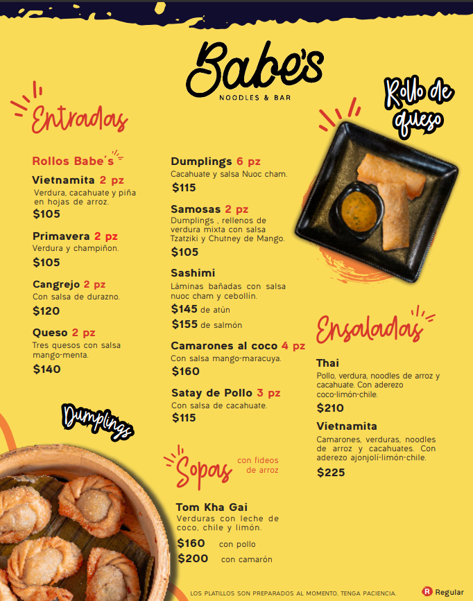Menu Babe´s Noodles & Bar Mérida-5
