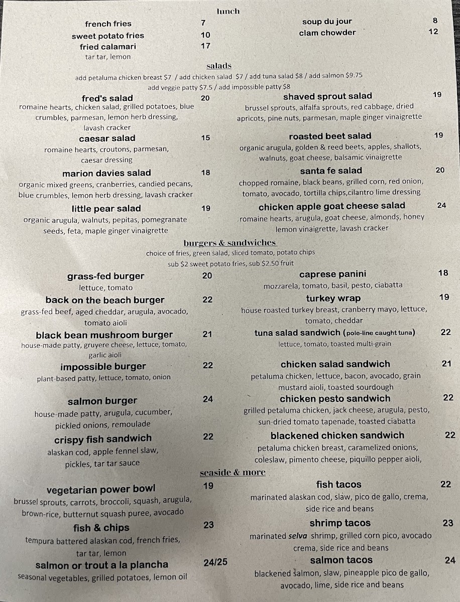 Menu Back On The Beach Cafe-2