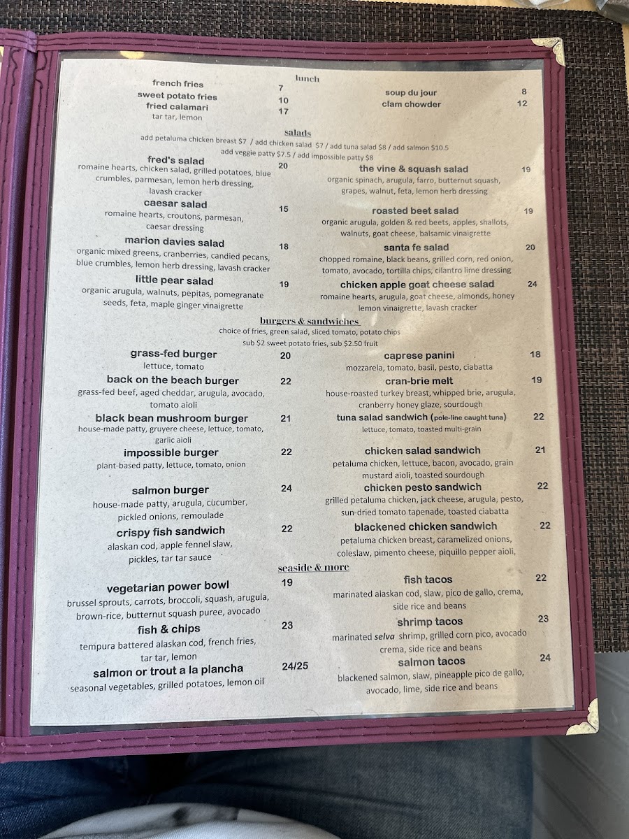 Menu Back On The Beach Cafe-7