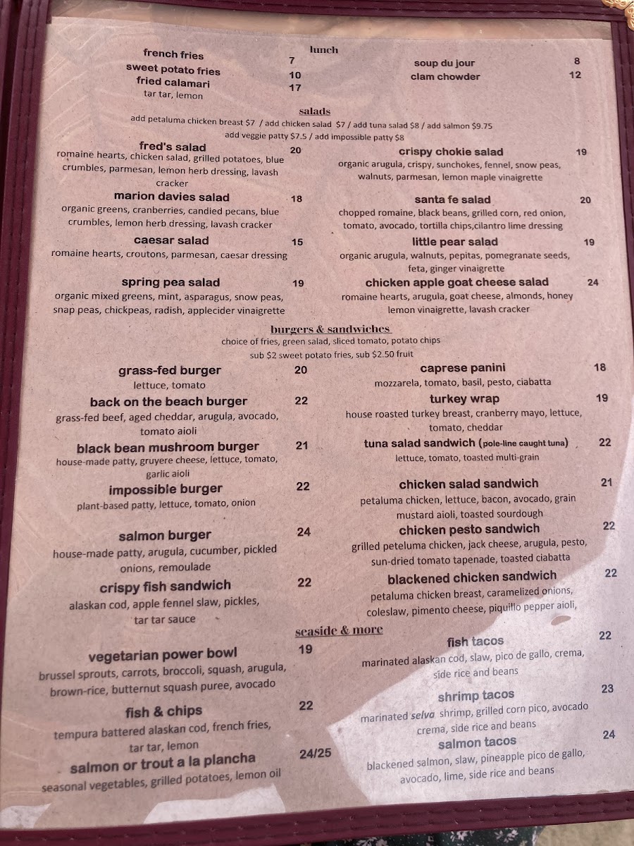 Menu Back On The Beach Cafe-8