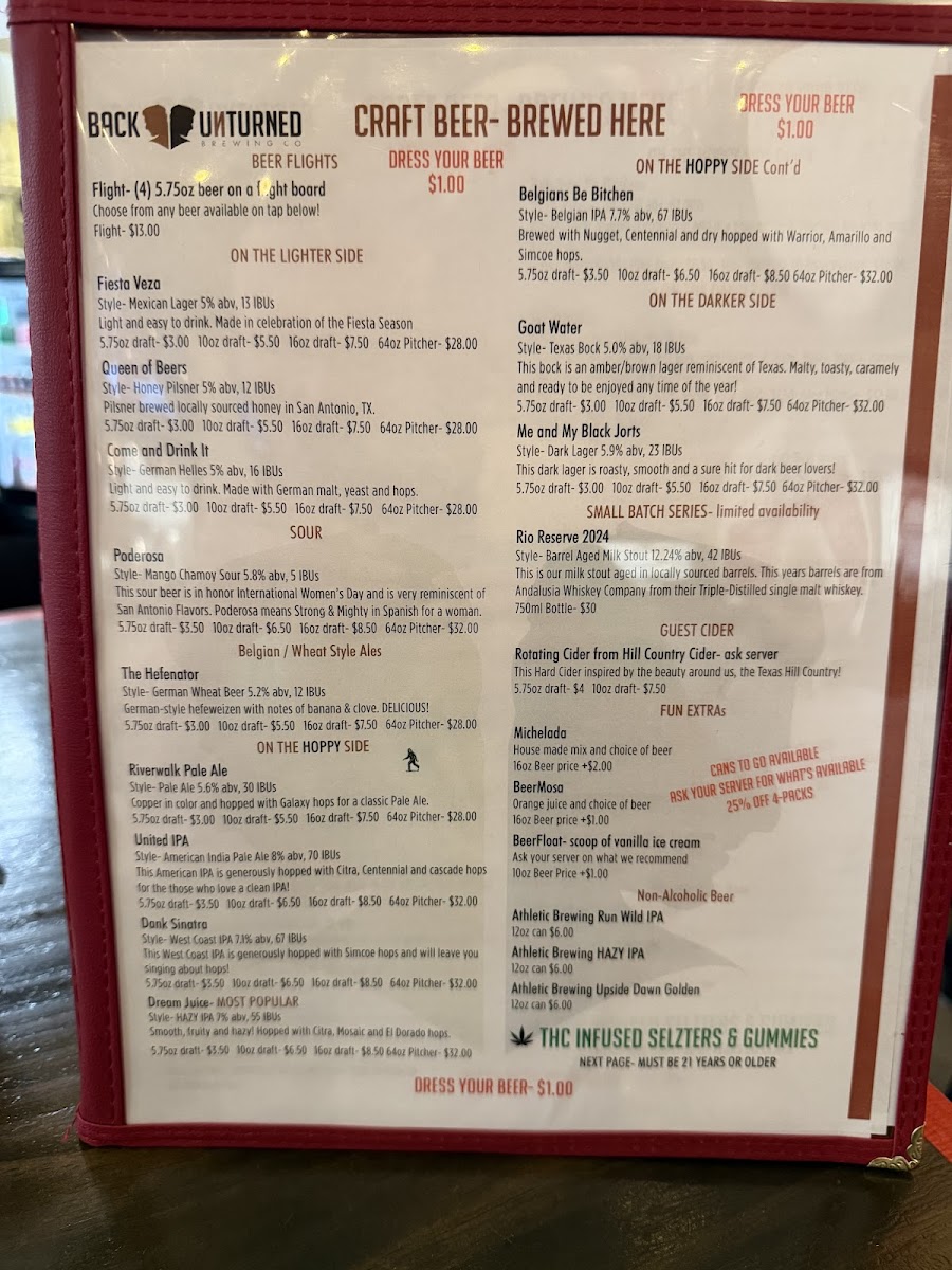 Menu Back Unturned Brewing Co.-9