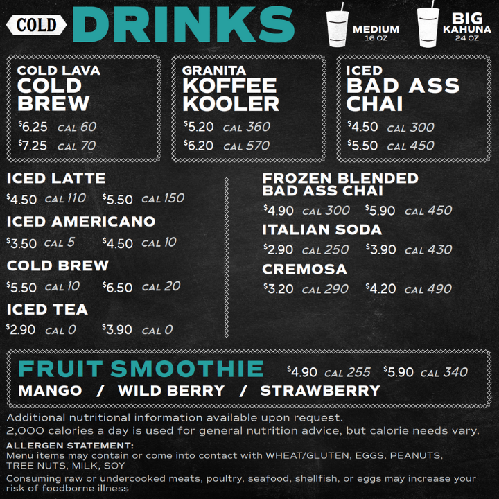 Menu Bad Ass Coffee Of Hawaii-2
