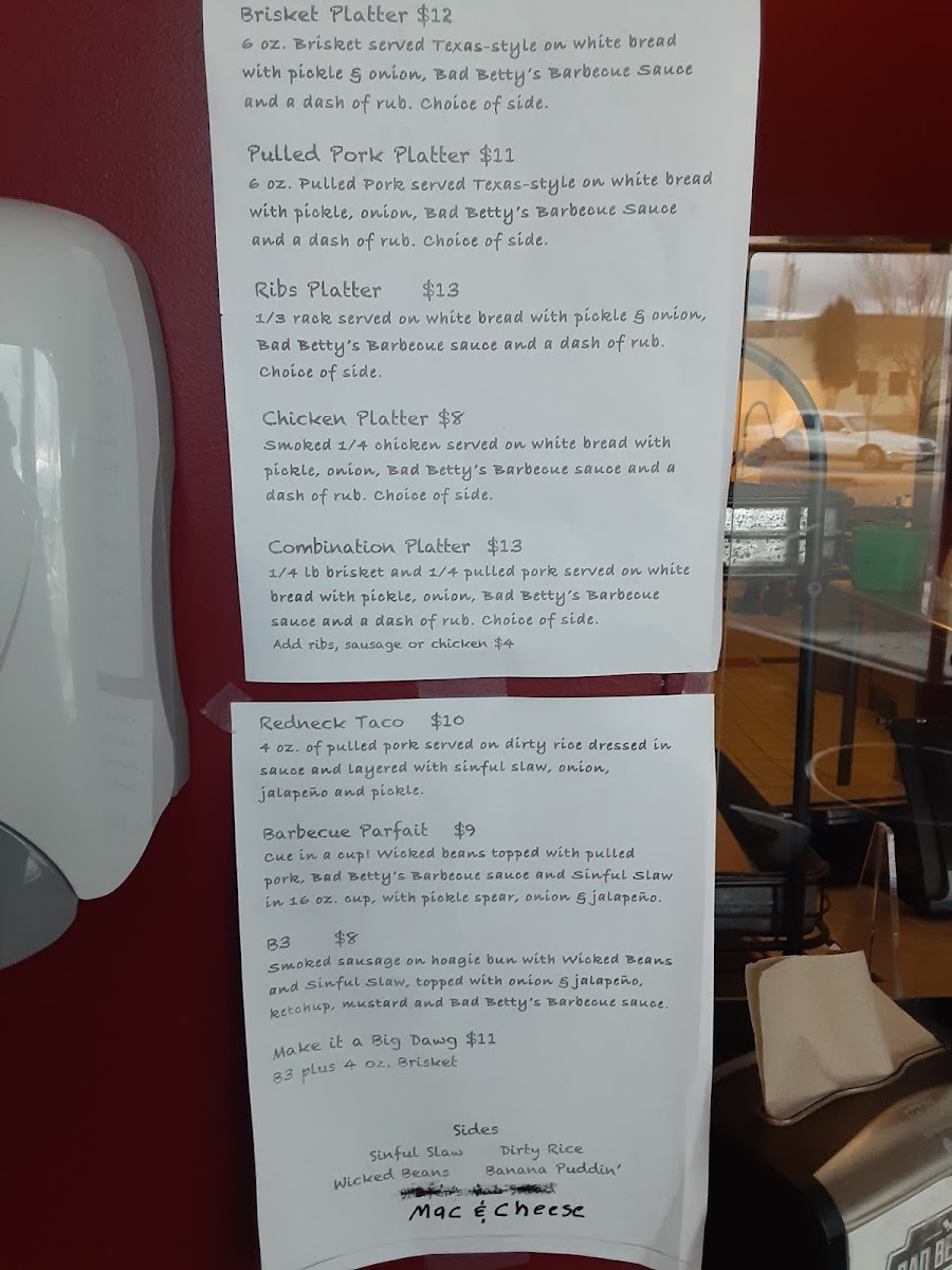 Menu Bad Betty's Barbecue And Catering Company-2