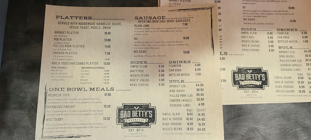 Menu Bad Betty's Barbecue And Catering Company-4