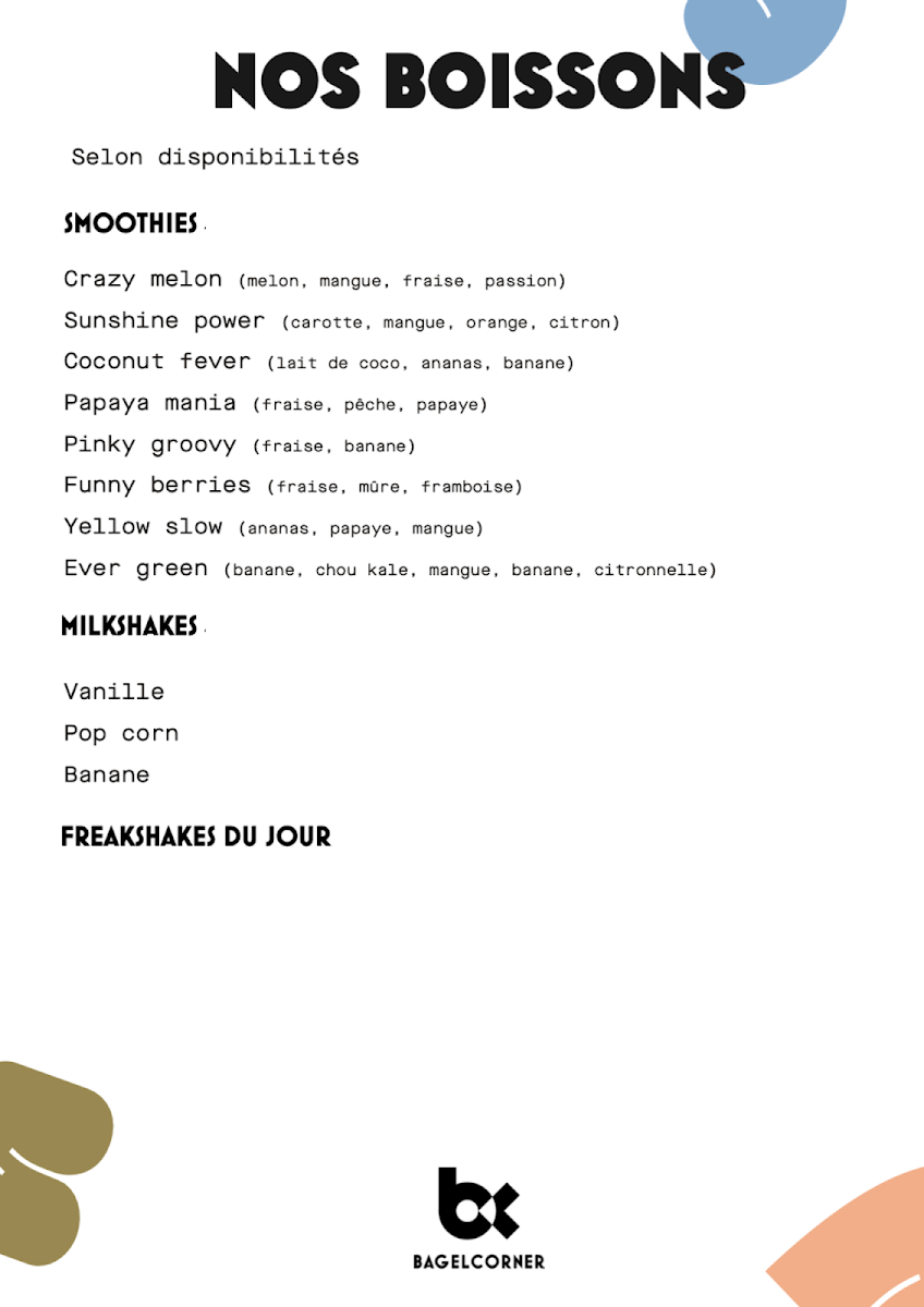 Menu Bagel Corner - Bagels - Donuts - Café-6