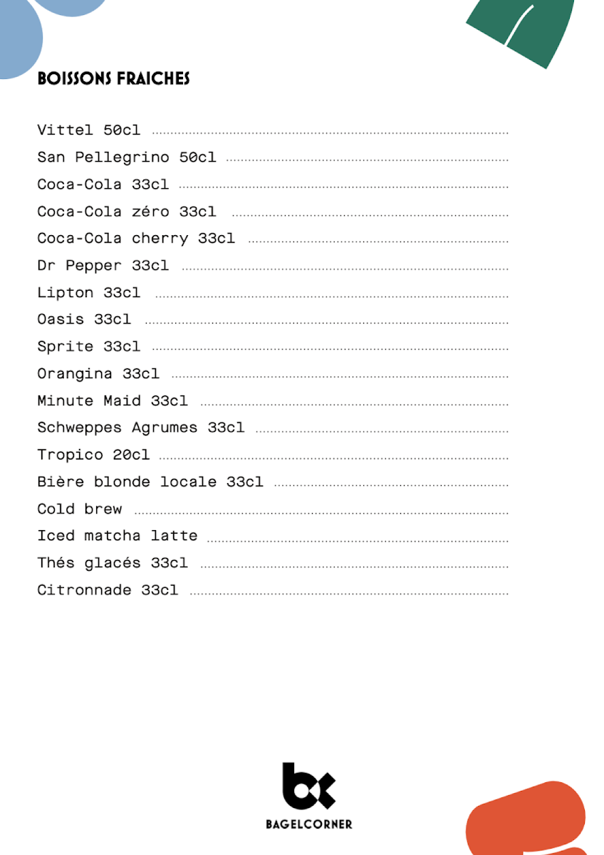 Menu Bagel Corner - Bagels - Donuts - Café-7