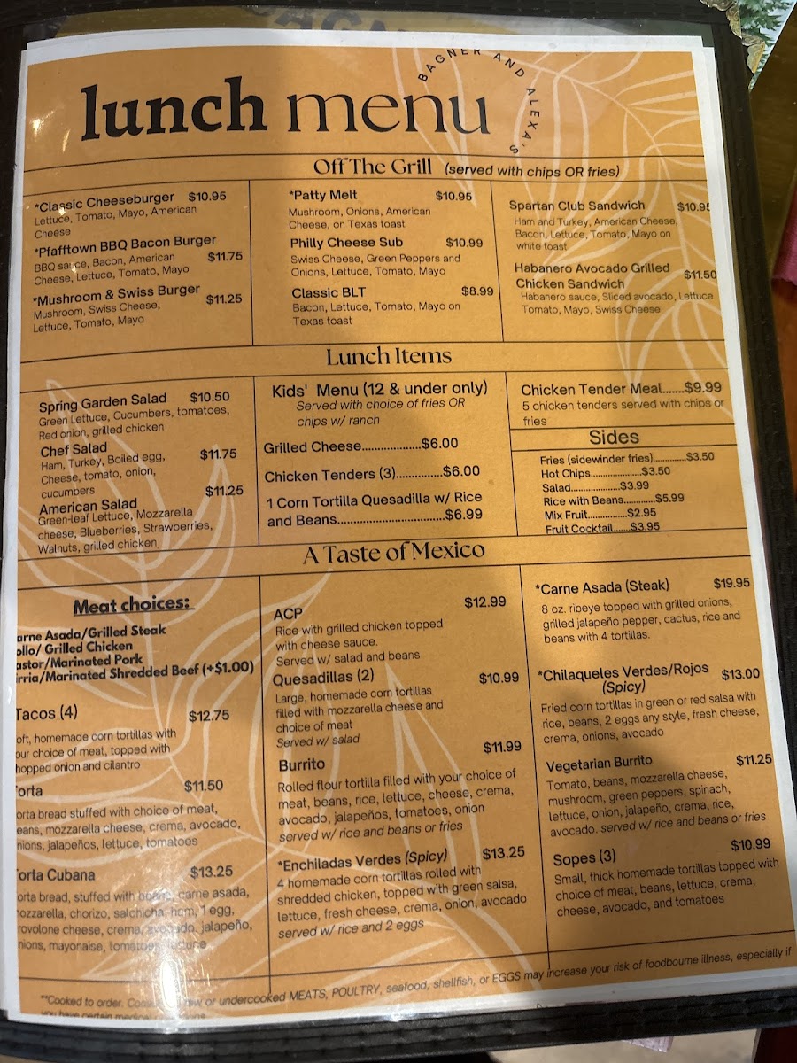 Menu Bagner & Alexa’S Breakfast & Lunch-1