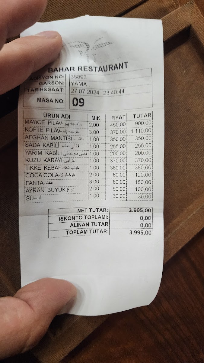 Menu Bahar Afghan Restaurant-7
