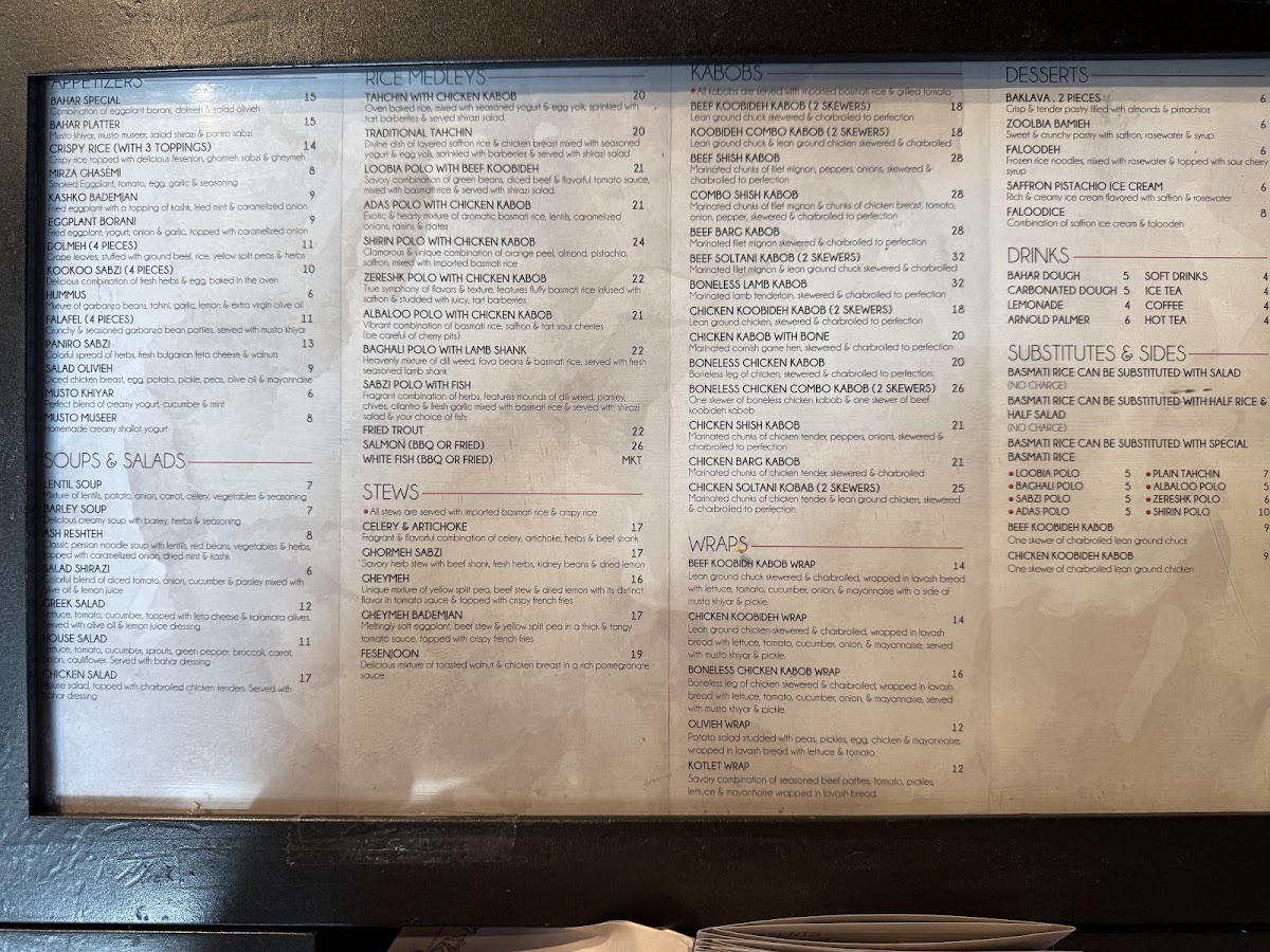 Menu Bahar Restaurant-1