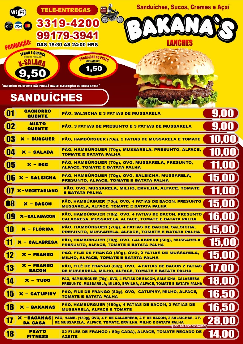 Menu Bakana's Lanches-1