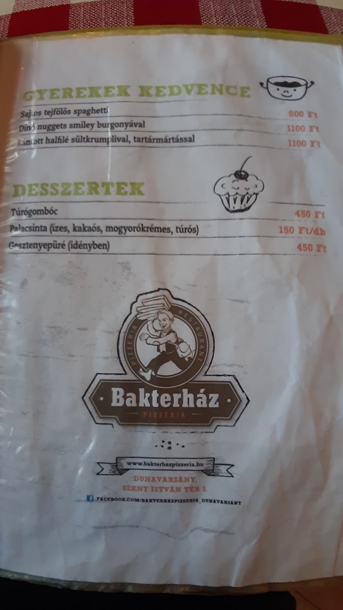 Menu Bakterház Pizzéria-8