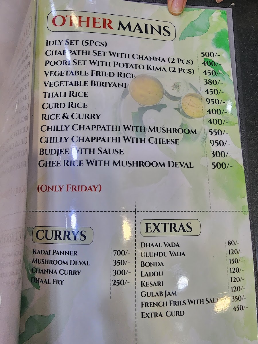Menu Balaji Dosai - Kegalle-1
