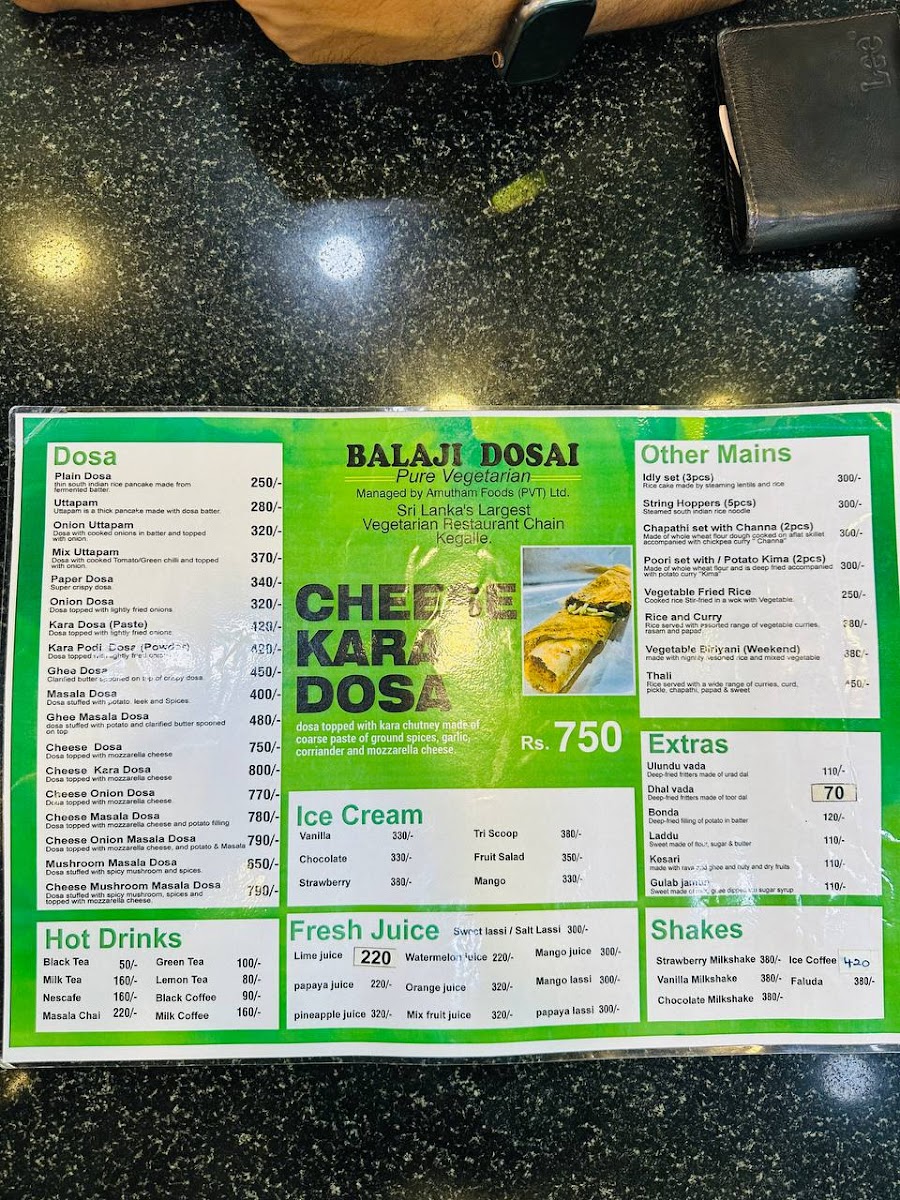 Menu Balaji Dosai - Kegalle-10