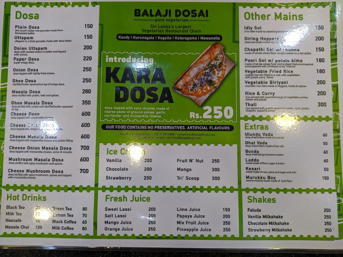 Menu Balaji Dosai - Kegalle-6